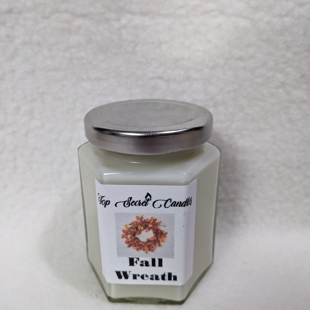 Fall Wreath hand-poured wood wick candle